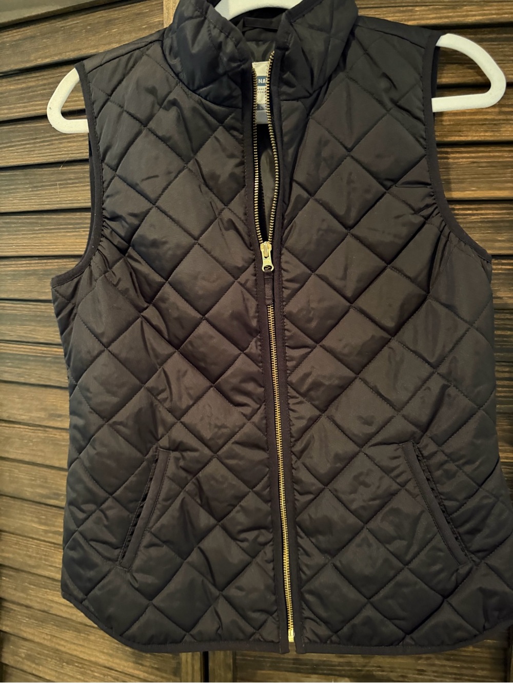 Old Navy Black Quilted Vest with Gold Zipper